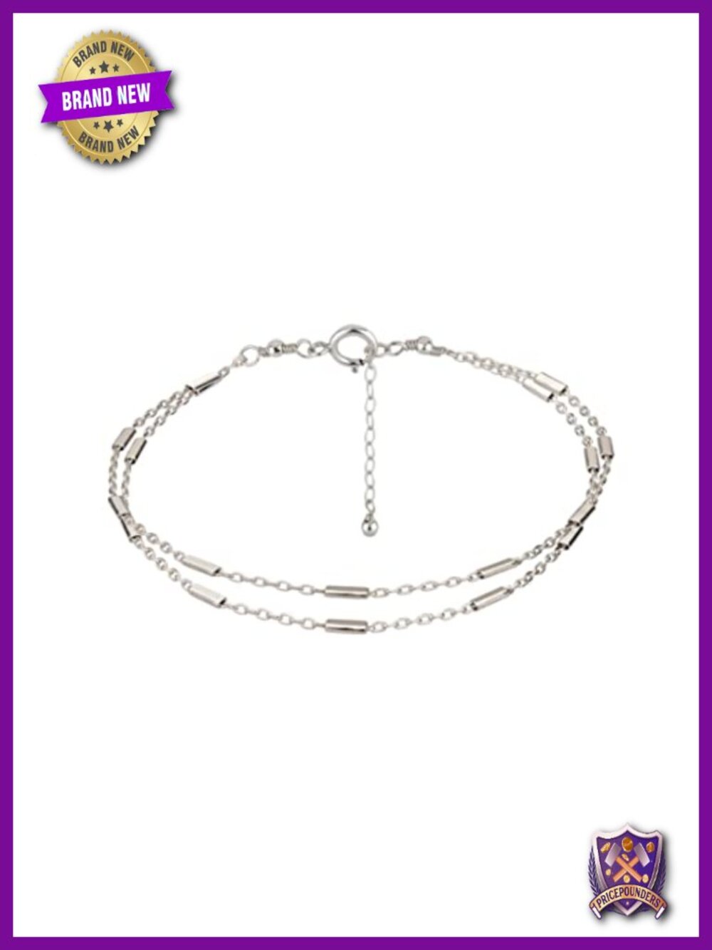 Sterling Silver Double Layered Bracelet for Women Dainty Chain Extender